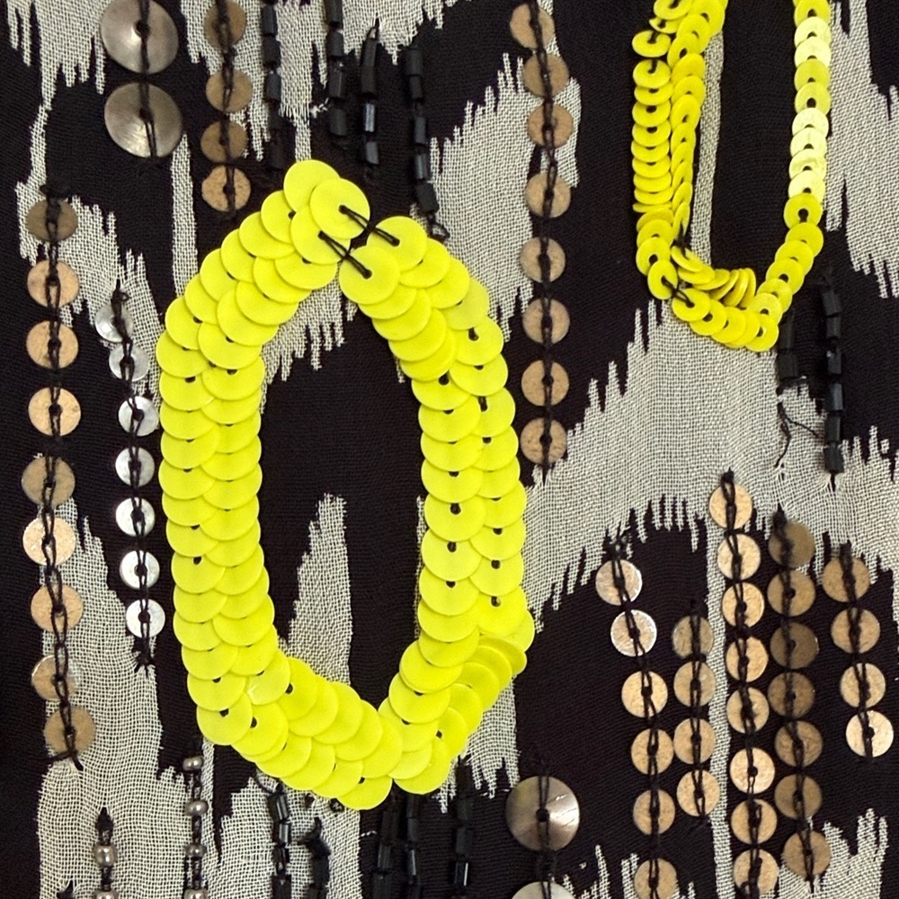 ASOS Beaded Sequin Jacket Neon Festival Boho Statement Layer Top Sz 6 - Picture 4 of 8
